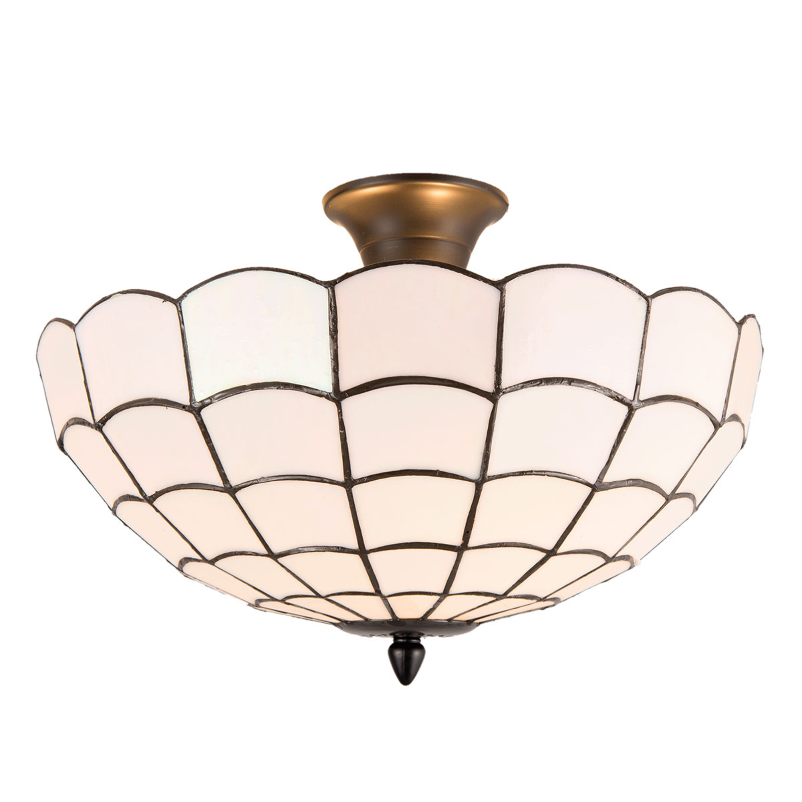 Taklampa Wiebke, vit, i Tiffany-stil