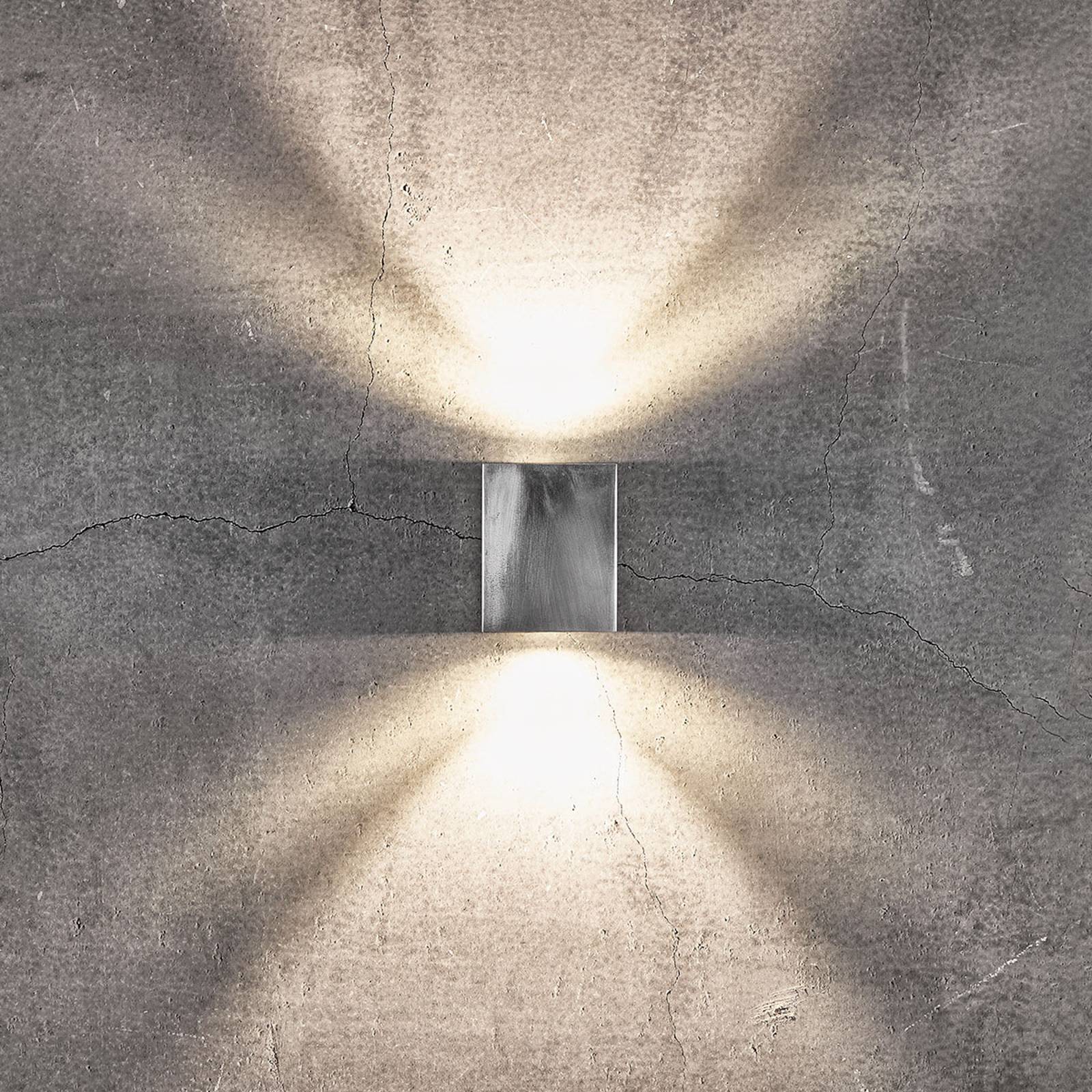 LED-utomhusvägglampa Canto Kubi 2, 10 cm, grå