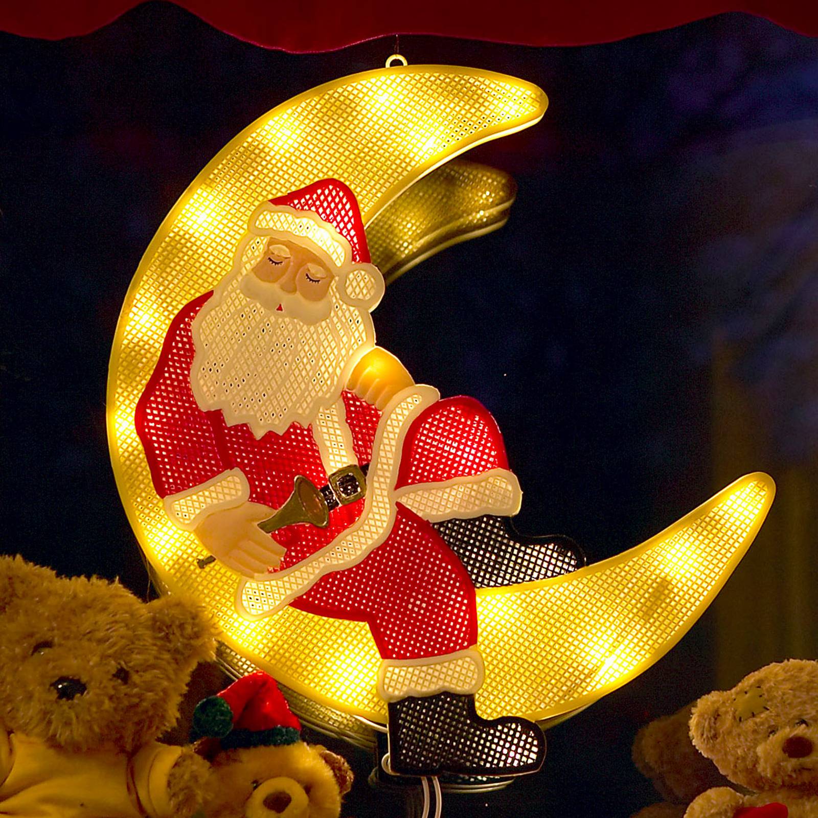 LED-fönsterbild Tomte på månen