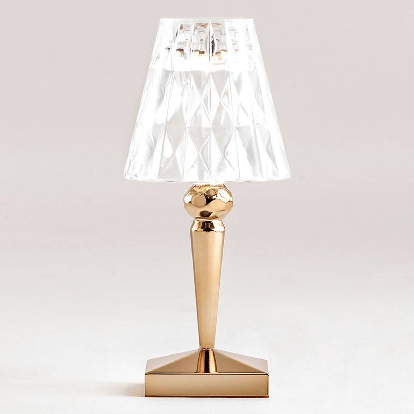 Deko-LED-bordslampa Battery med IP54, guld