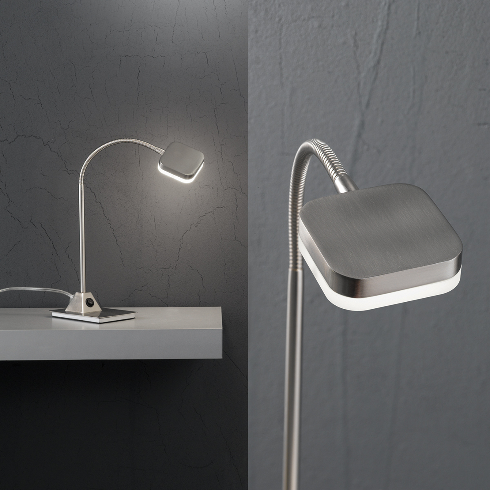 LED-bordslampa Tobias, matt nickel