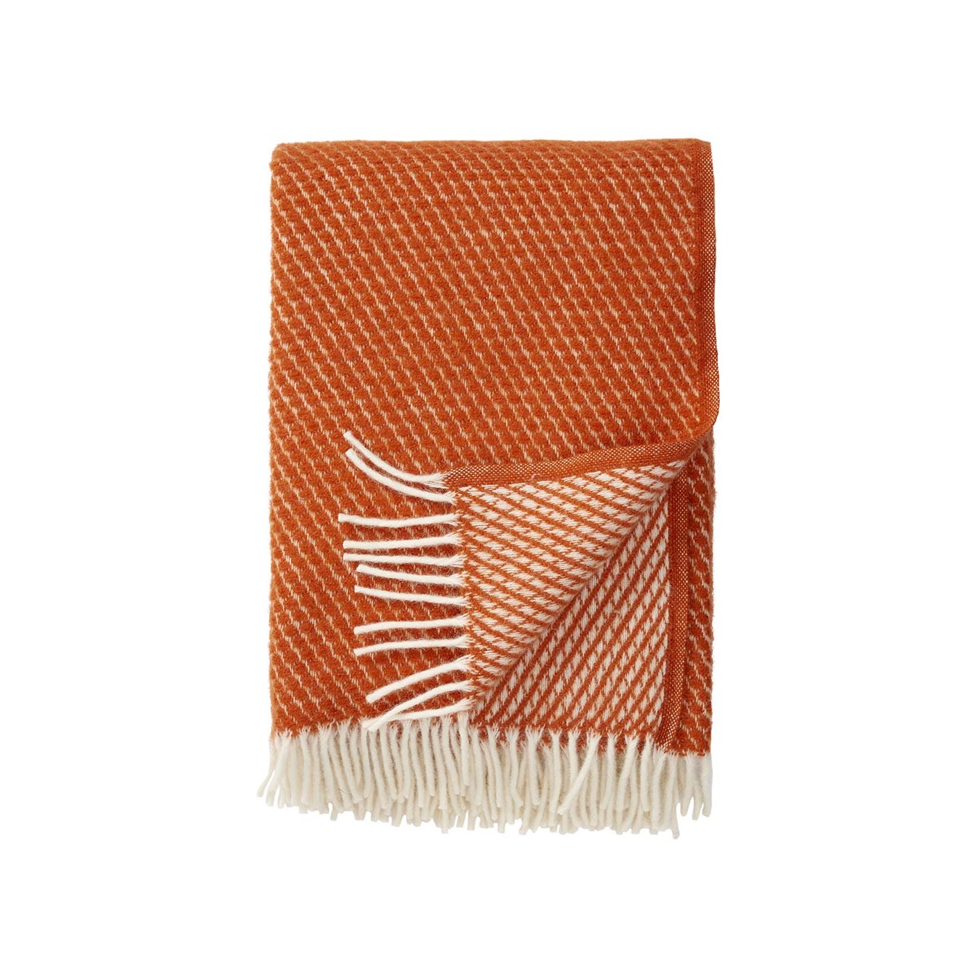 Orange ullpläd VELVET lammull, Klippan Yllefabrik