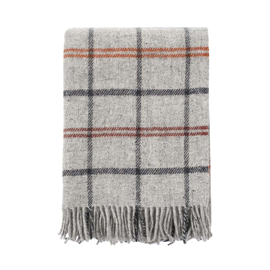 TARTAN ullpläd lammull ljusgrå Klippan Yllefabrik