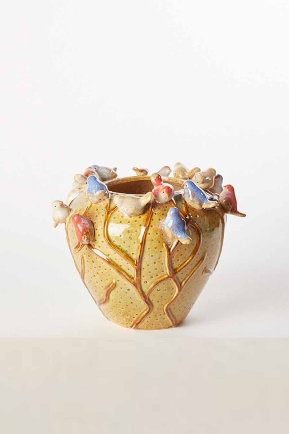 Kruka/Vas Fåglar 14x17 cm