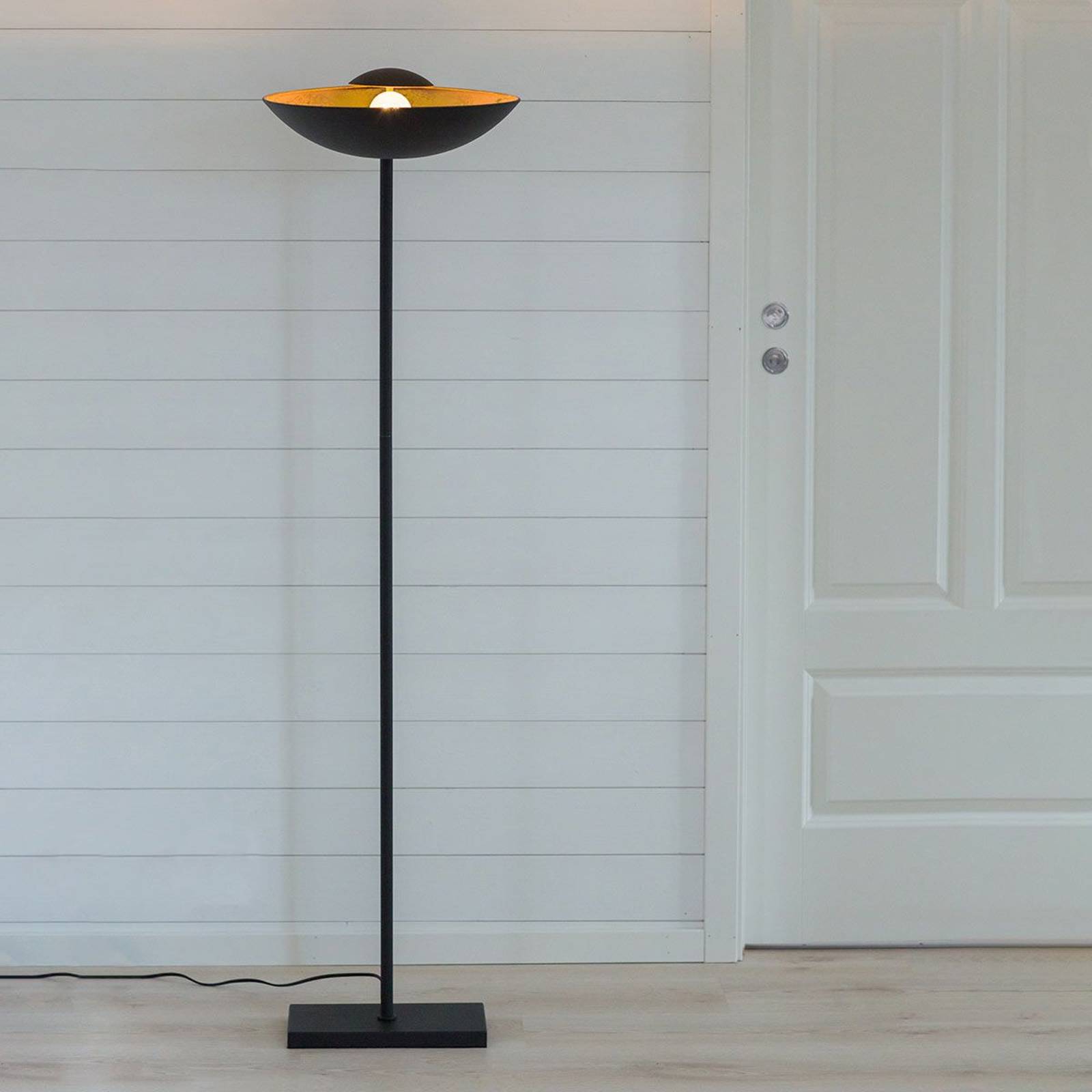 By Rydéns Captain uplight-golvlampa svartguld