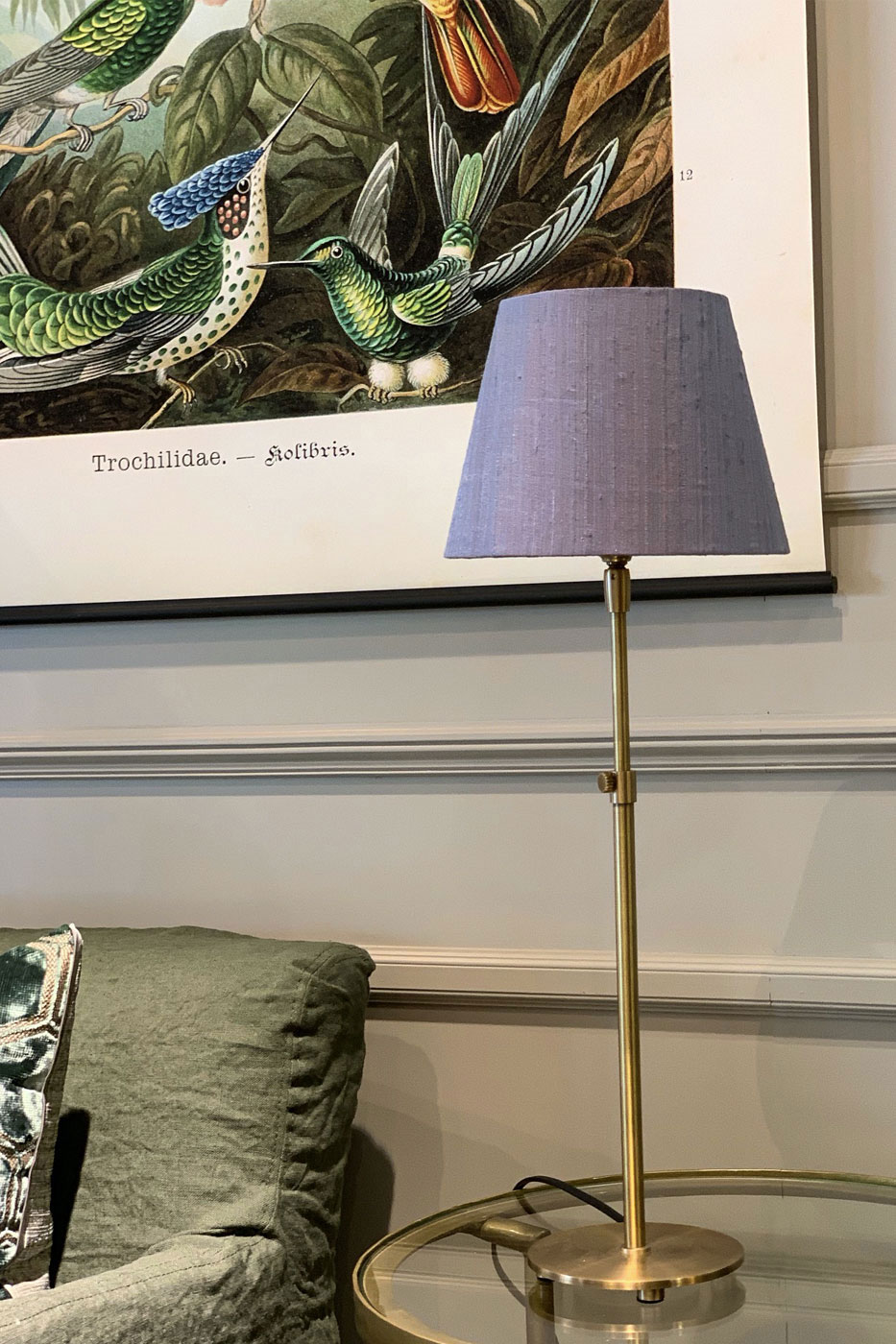 Lampskärm Willow rund 20 cm blå aubergine silke