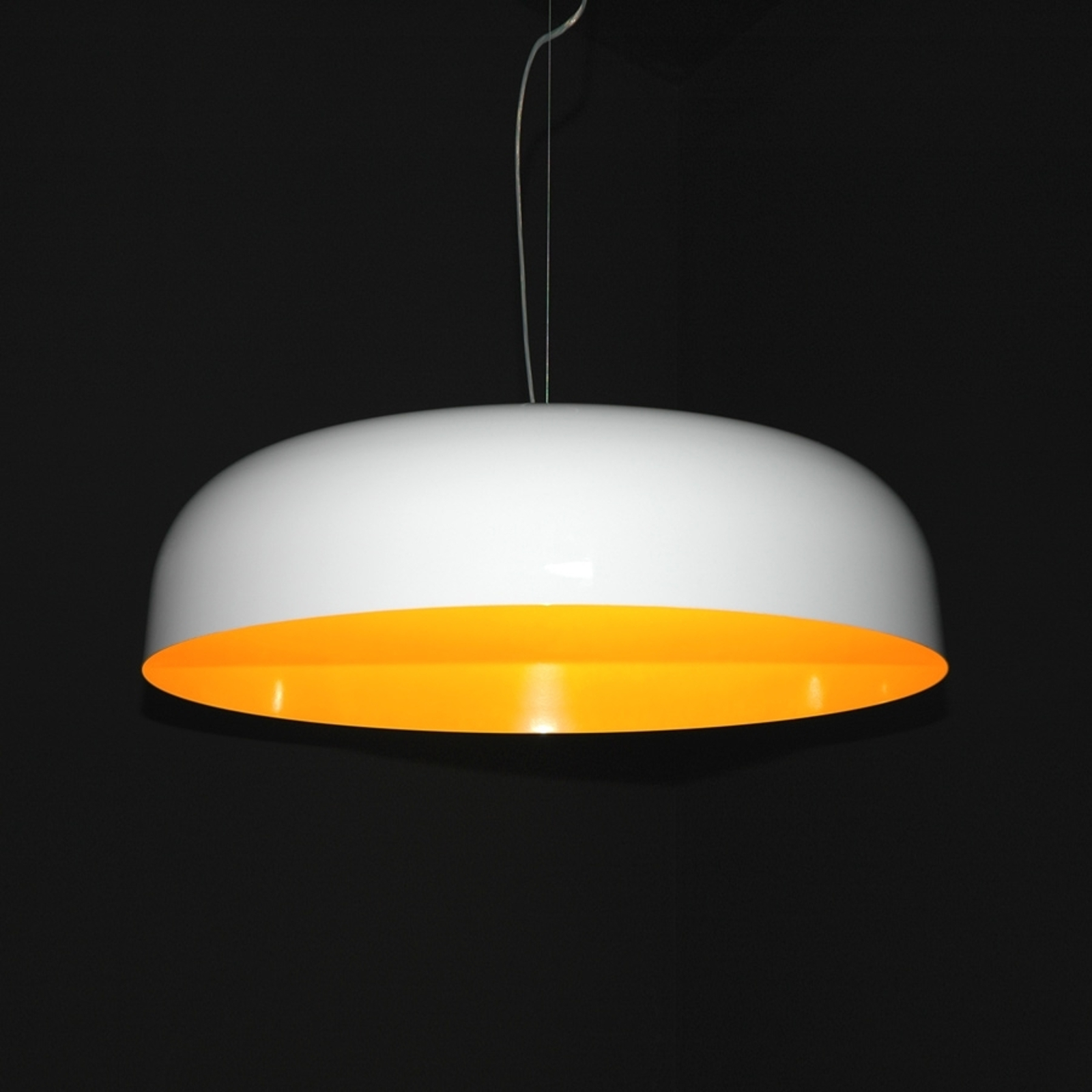 Oluce Canopy - hänglampa, 90 cm, vit-melon