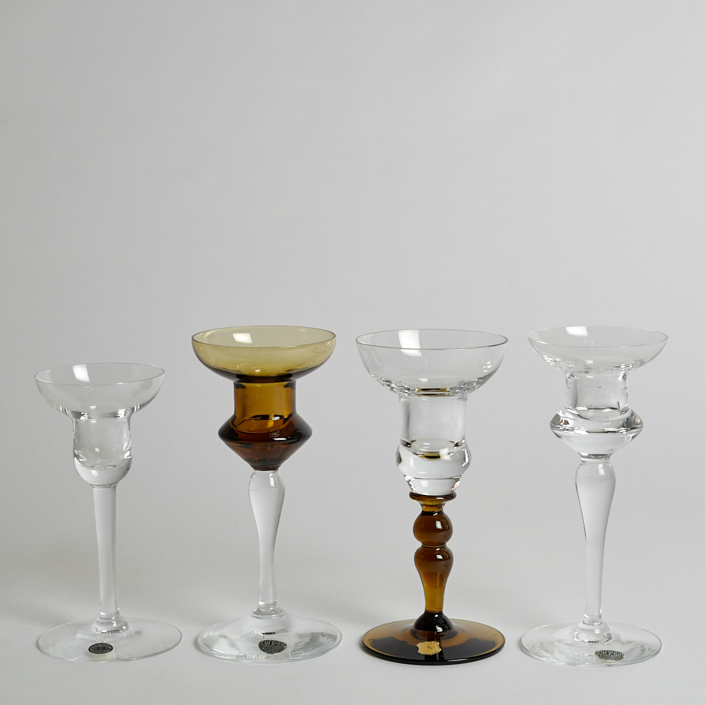Vintage - SÅLD Glasljusstakar blandade producenter 4 st