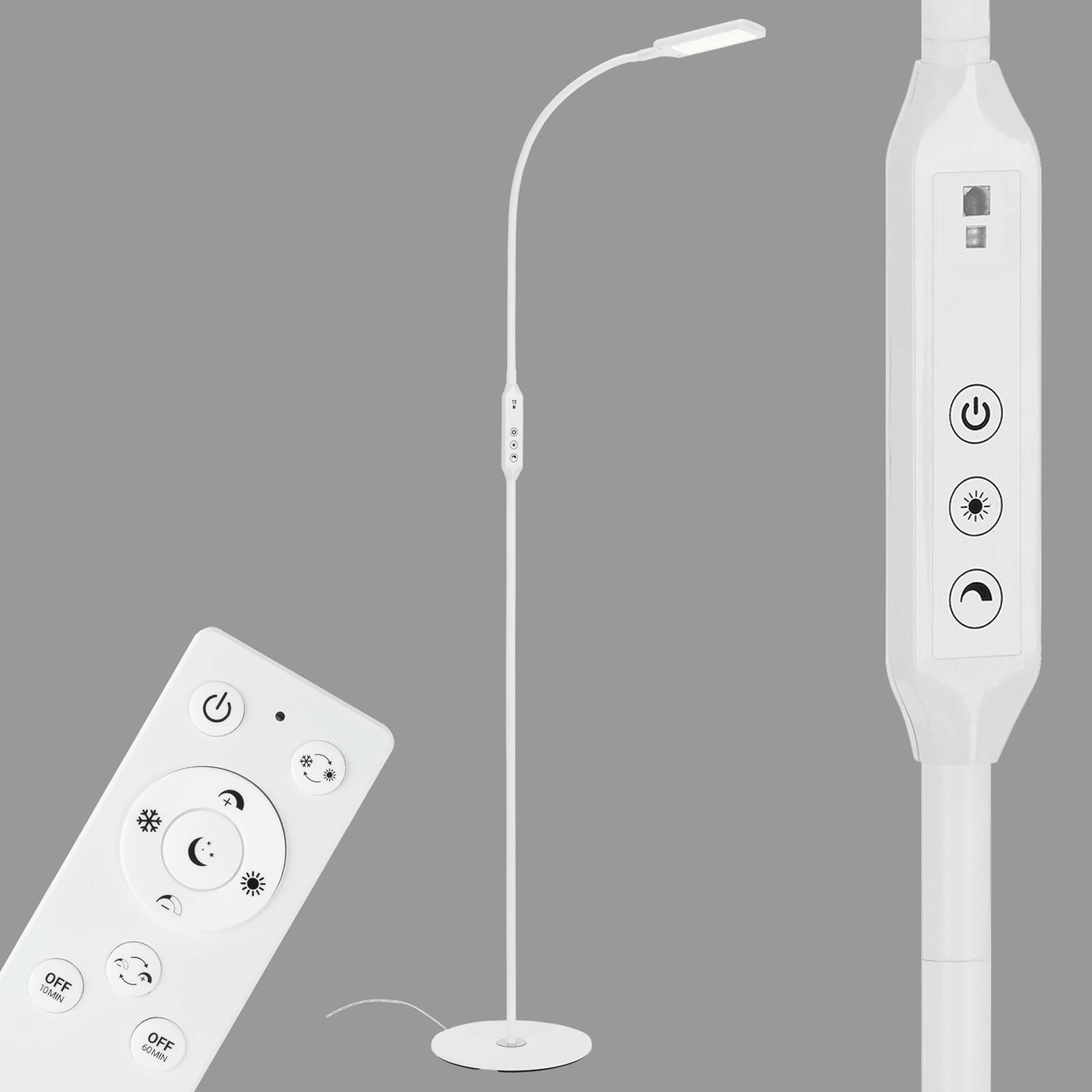 LED-golvlampa 1296-016 med fjärrkontroll, vit
