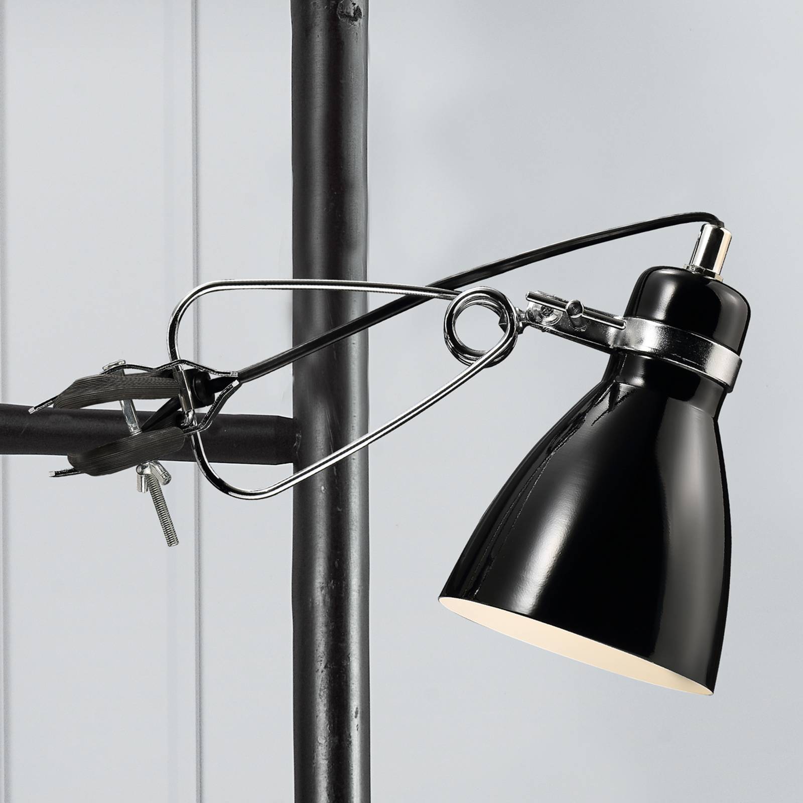 Glansfull klämlampa Clone svart