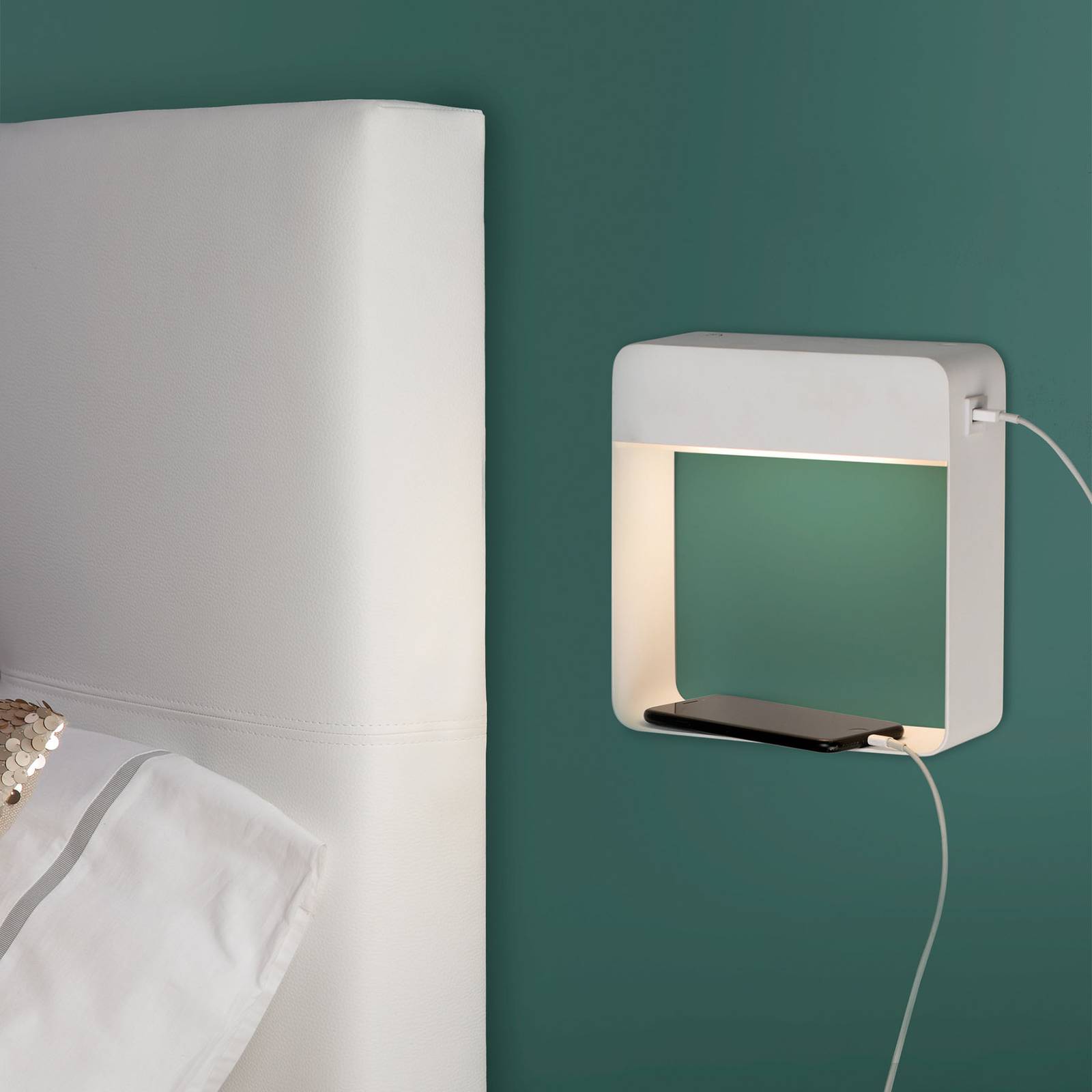 LED-vägglampa Denver, USB-laddare, brytare