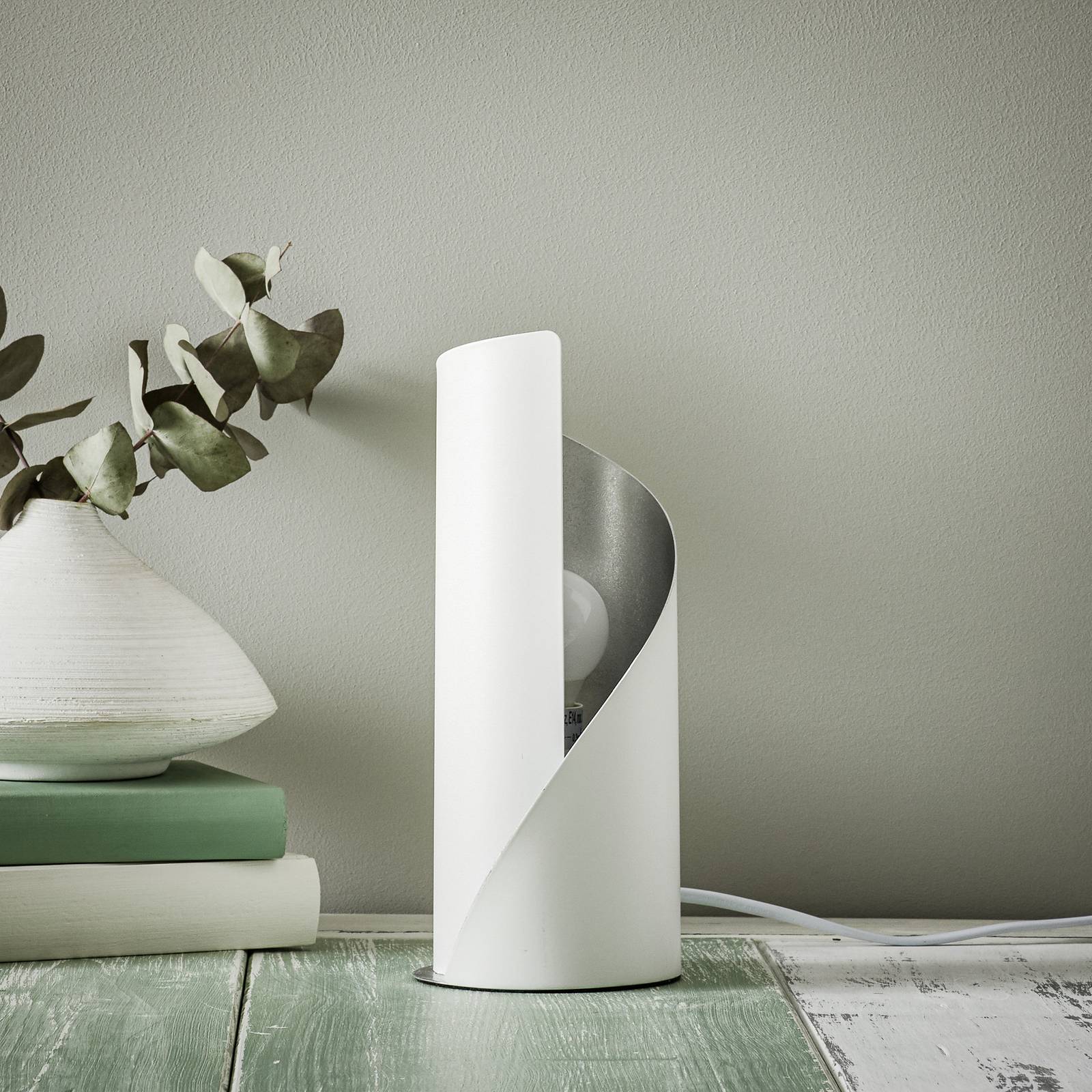 Bordslampa Frank – vit och silver