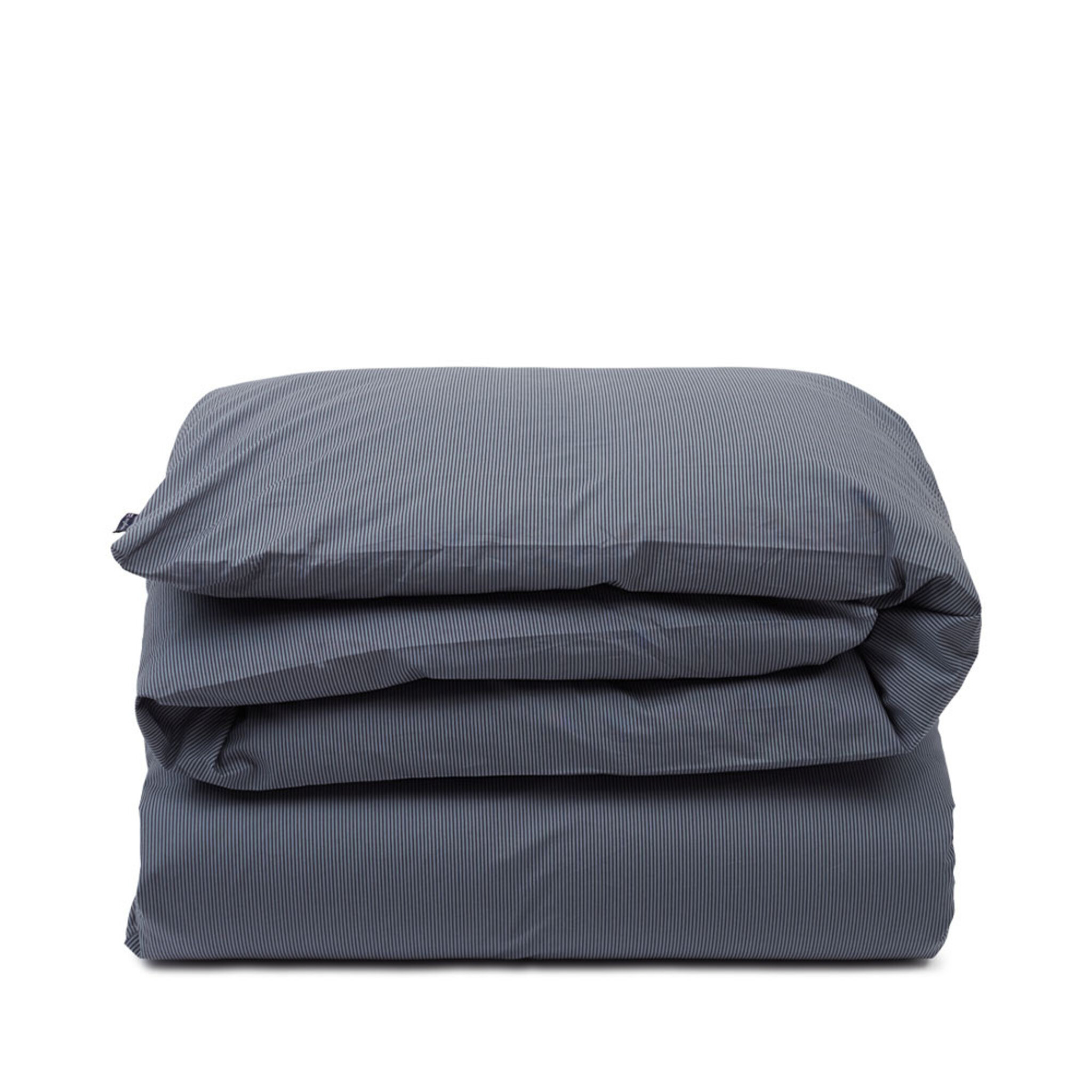 Duvet Steel Blue/Dk Gray Striped Cott Poplin