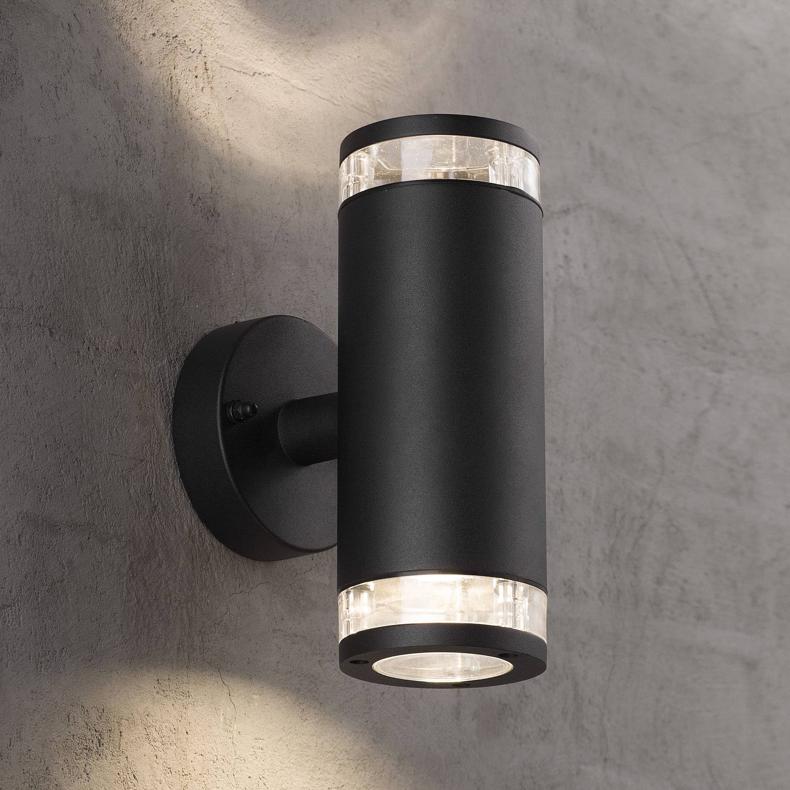 Utomhusvägglampa Birk, 2 lampor, svart