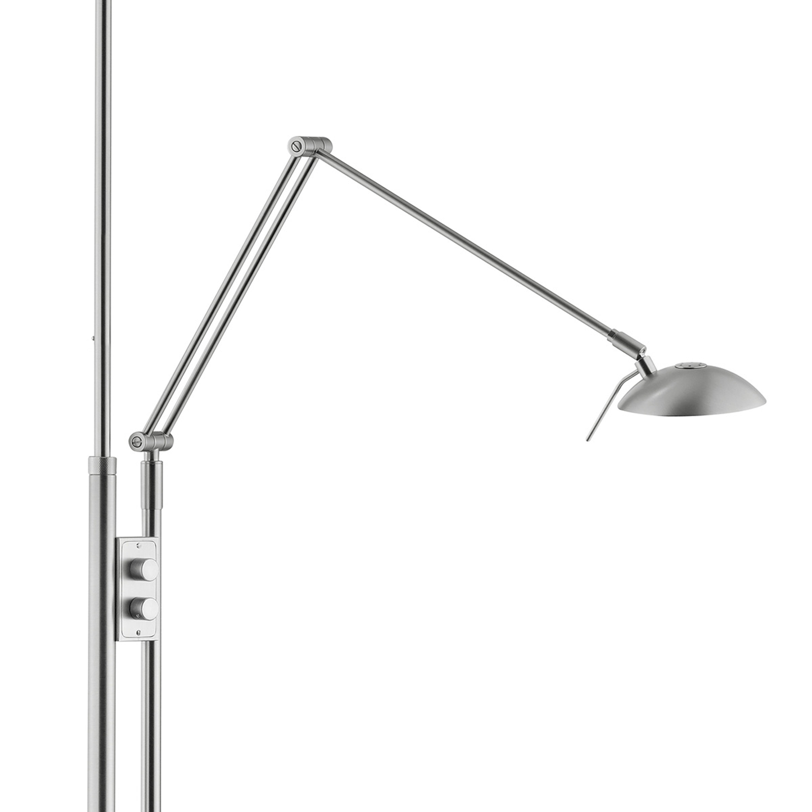 LED-uplight-golvlampan Jona med läsarm matt nickel