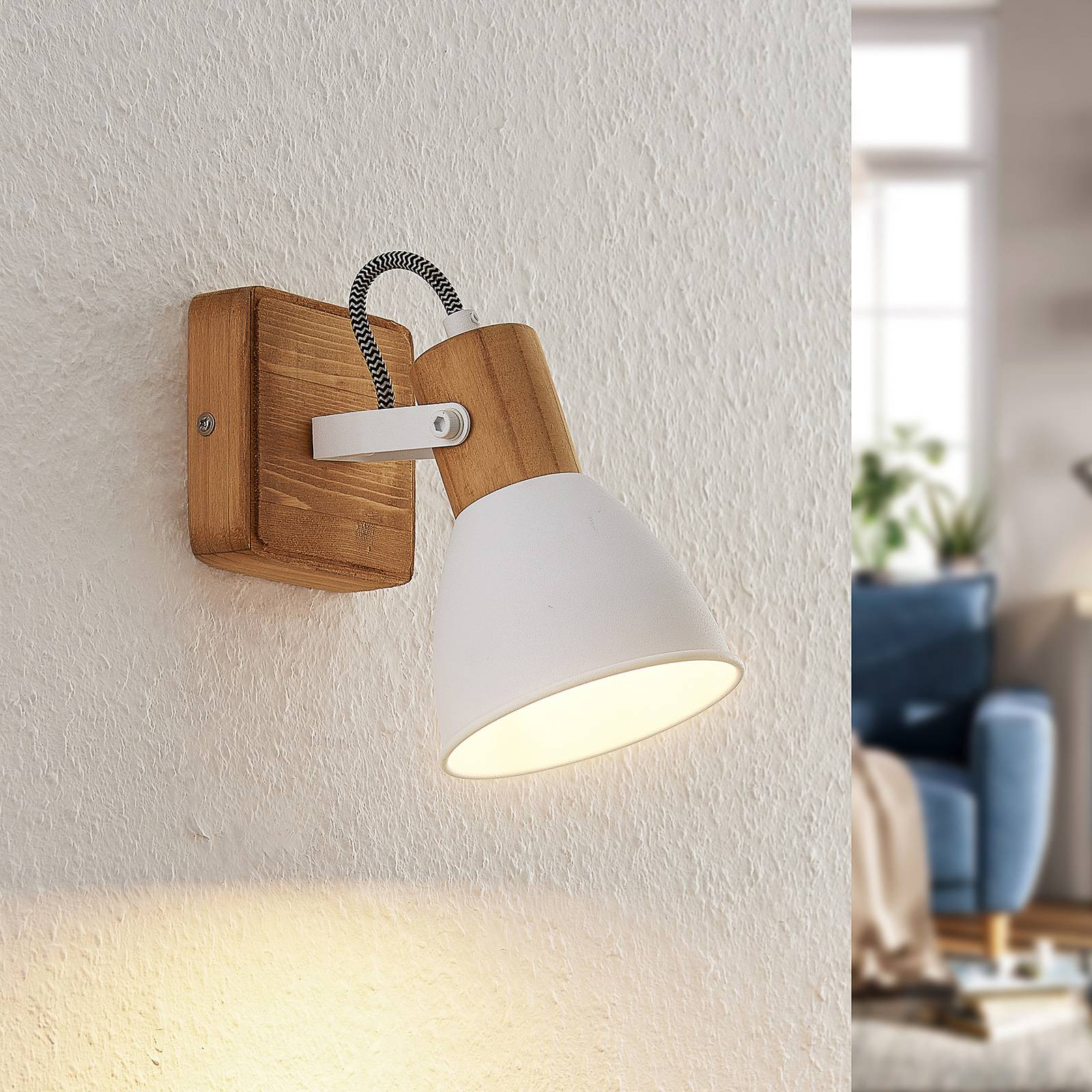 Lindby Merela takspotlight, trä och metall 1 lampa