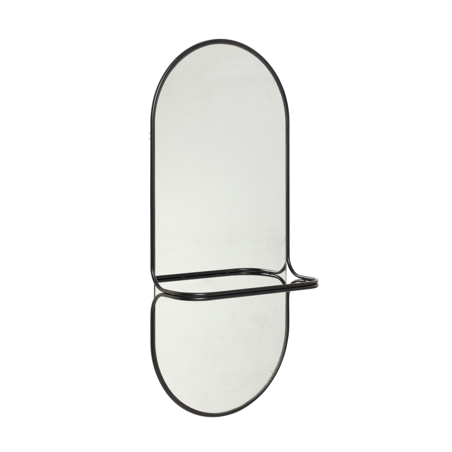 Oval spegel svart klädstång, Hubsch