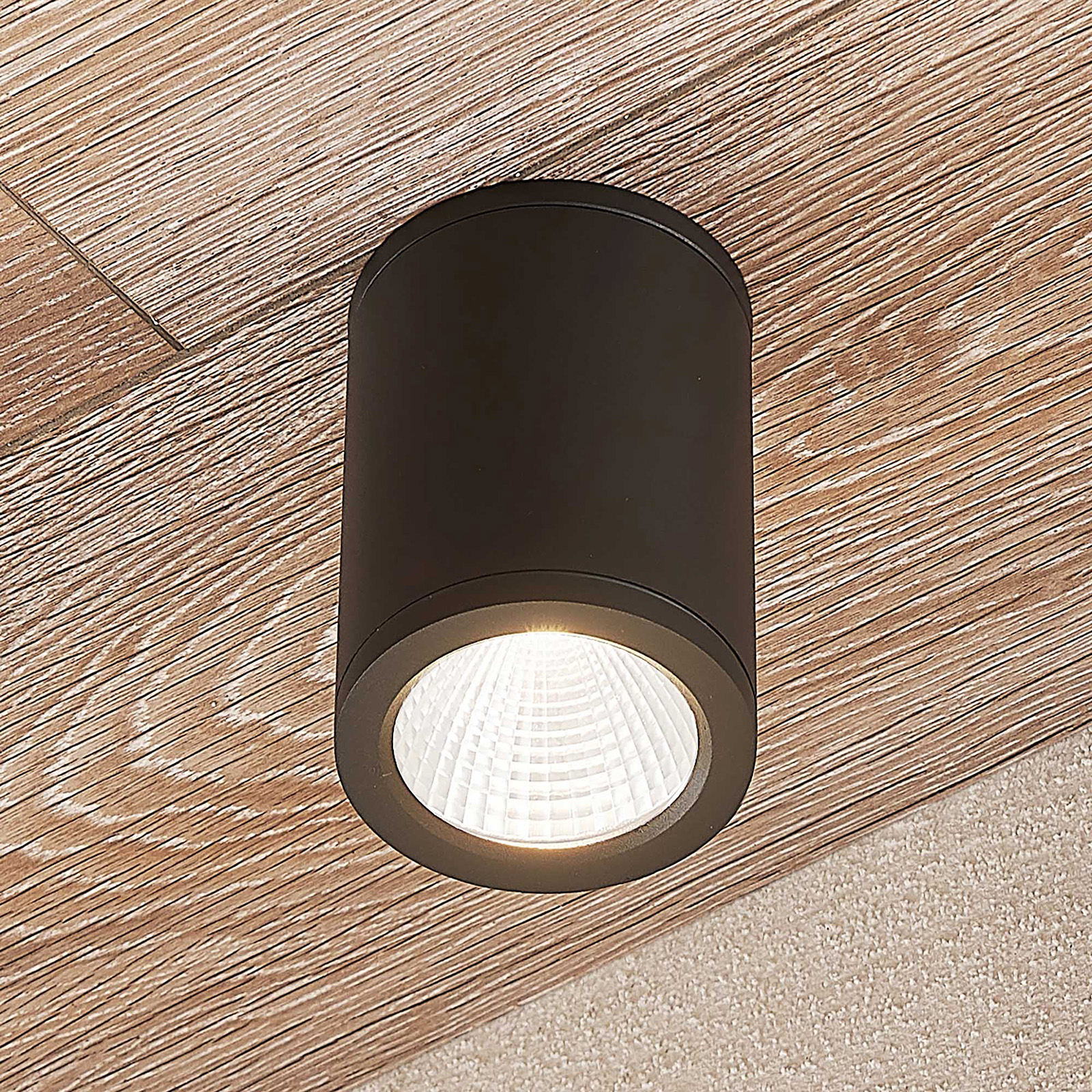 LED-downlight Embla av aluminium IP54, mörkgrå