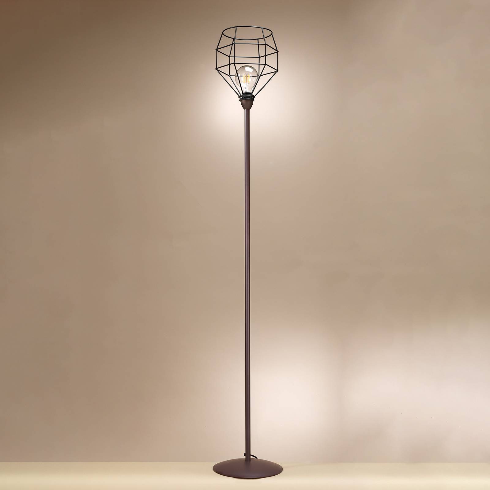 Golvlampa Spider i svart med burskärm