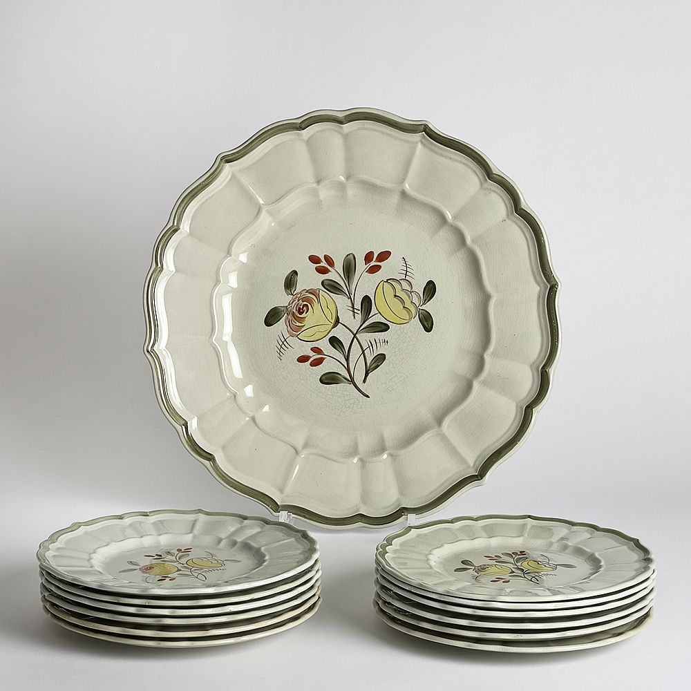 Vintage - SÅLD Assiett + Fat Flintgods 12 delar