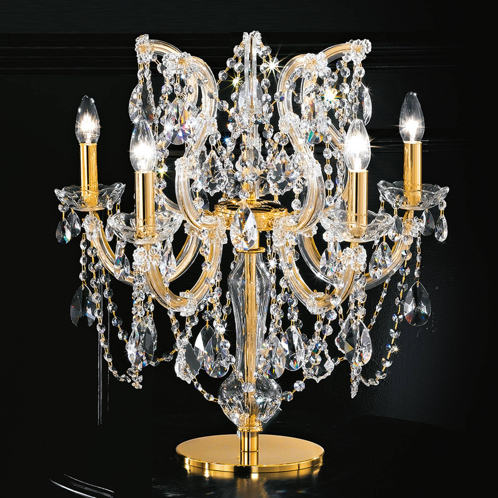Bordslampa Annino med Swarovski-detaljer, 5 ljus