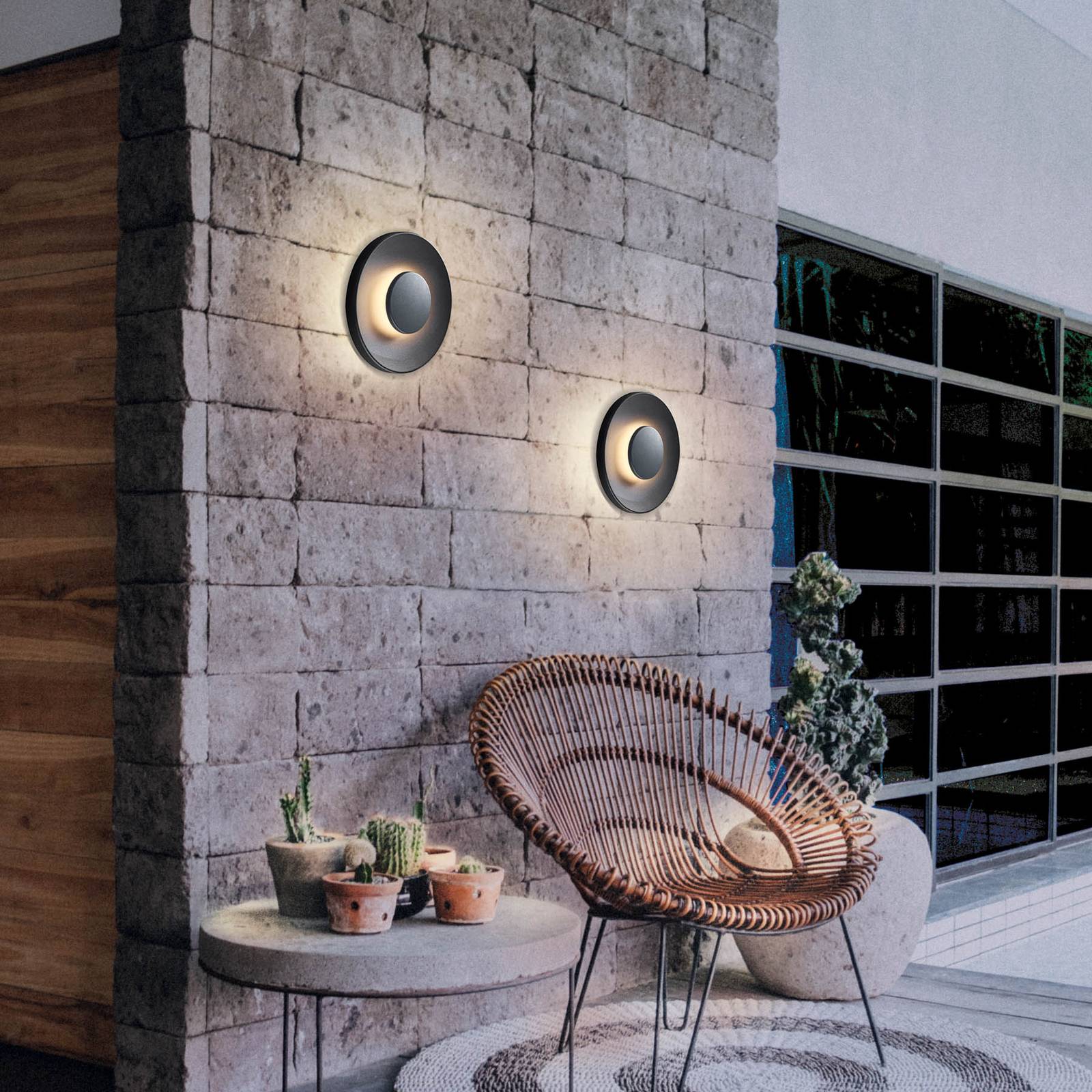 LED-utomhusvägglampa Piastra, antracit