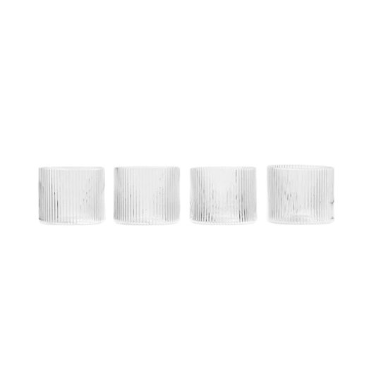 Ferm Living Låga Glas Ripple 4p Klar