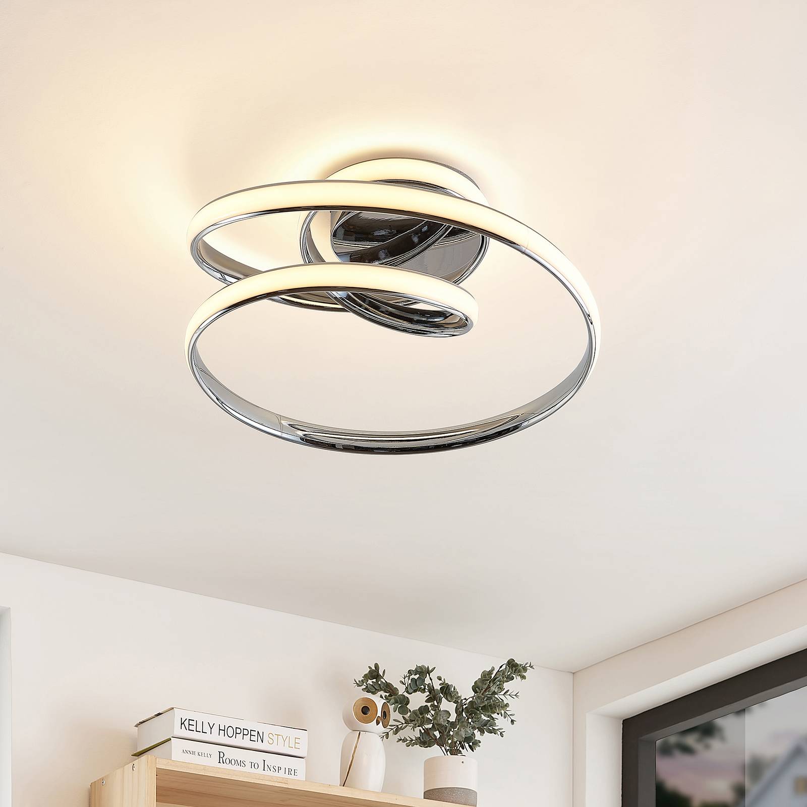 Lucande Sakina LED-taklampa, krom