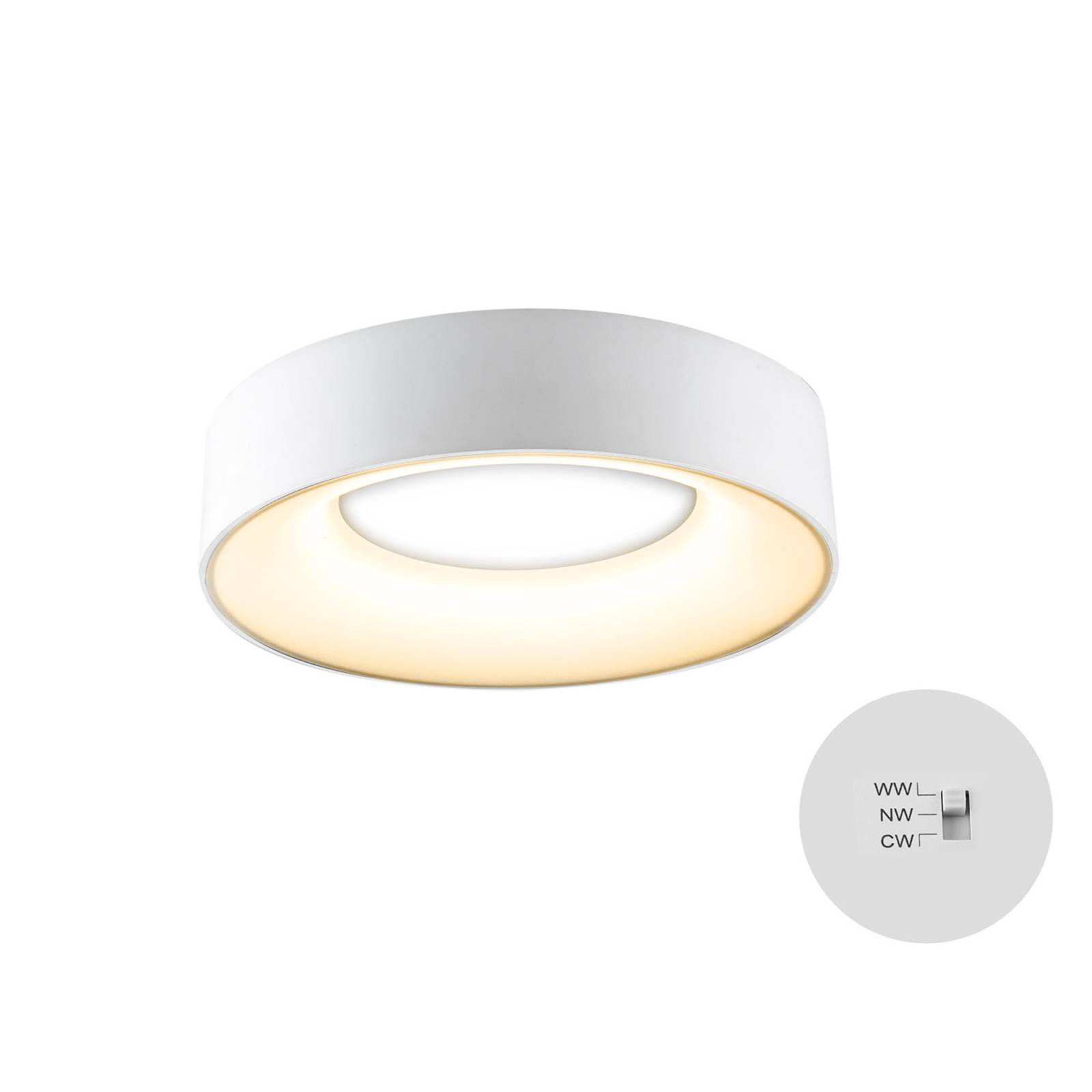 LED-taklampa R30, Ø 30 cm, vit