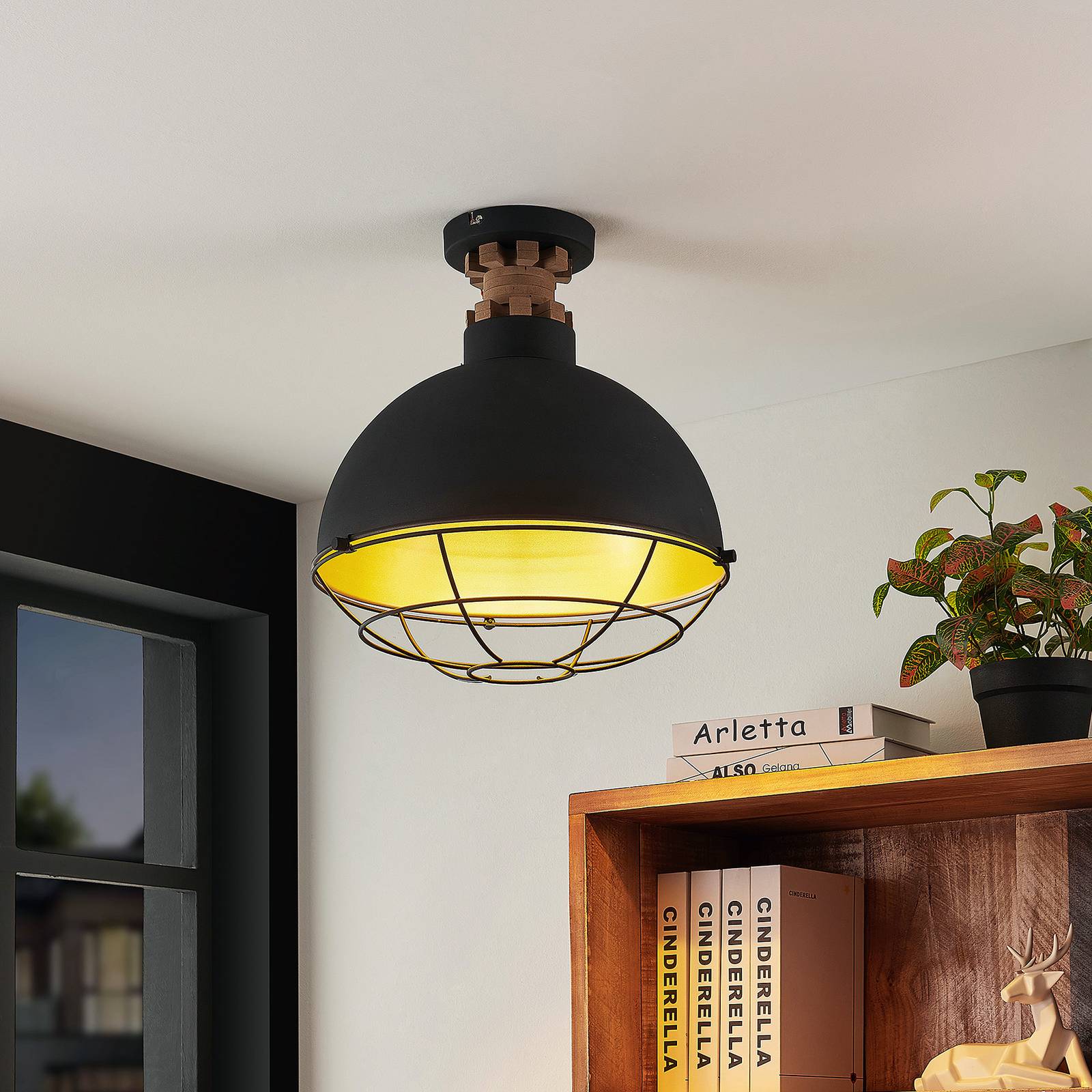 Lindby Swantja taklampa, burformad, svart