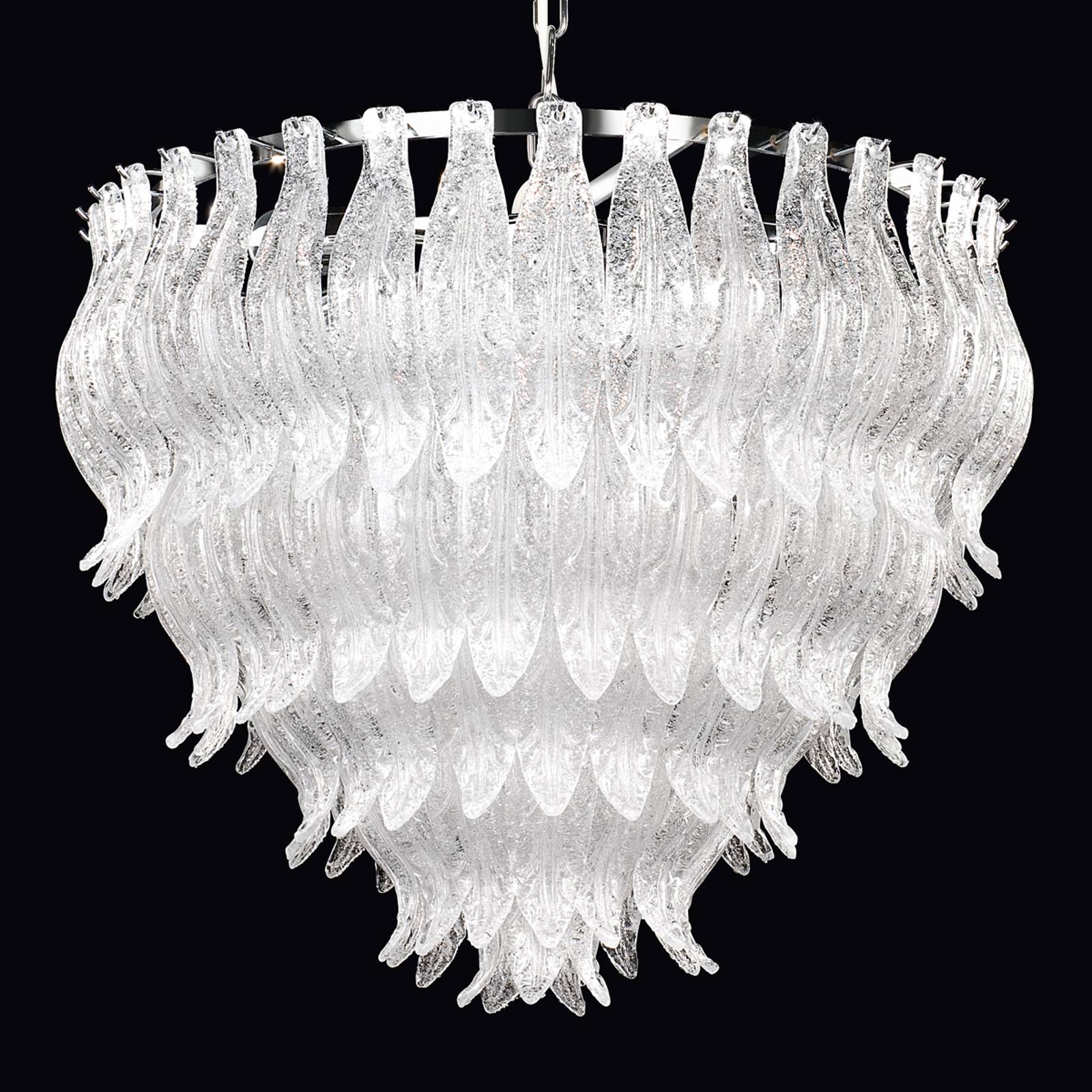 Hänglampa Petali av Muranoglas 56 cm krom