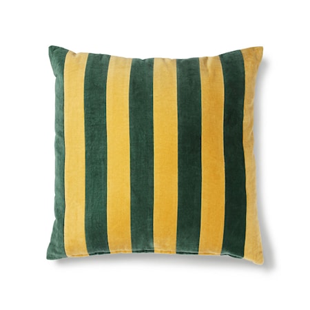 Striped Cushion Velvet Green/Mustard 50x50 cm