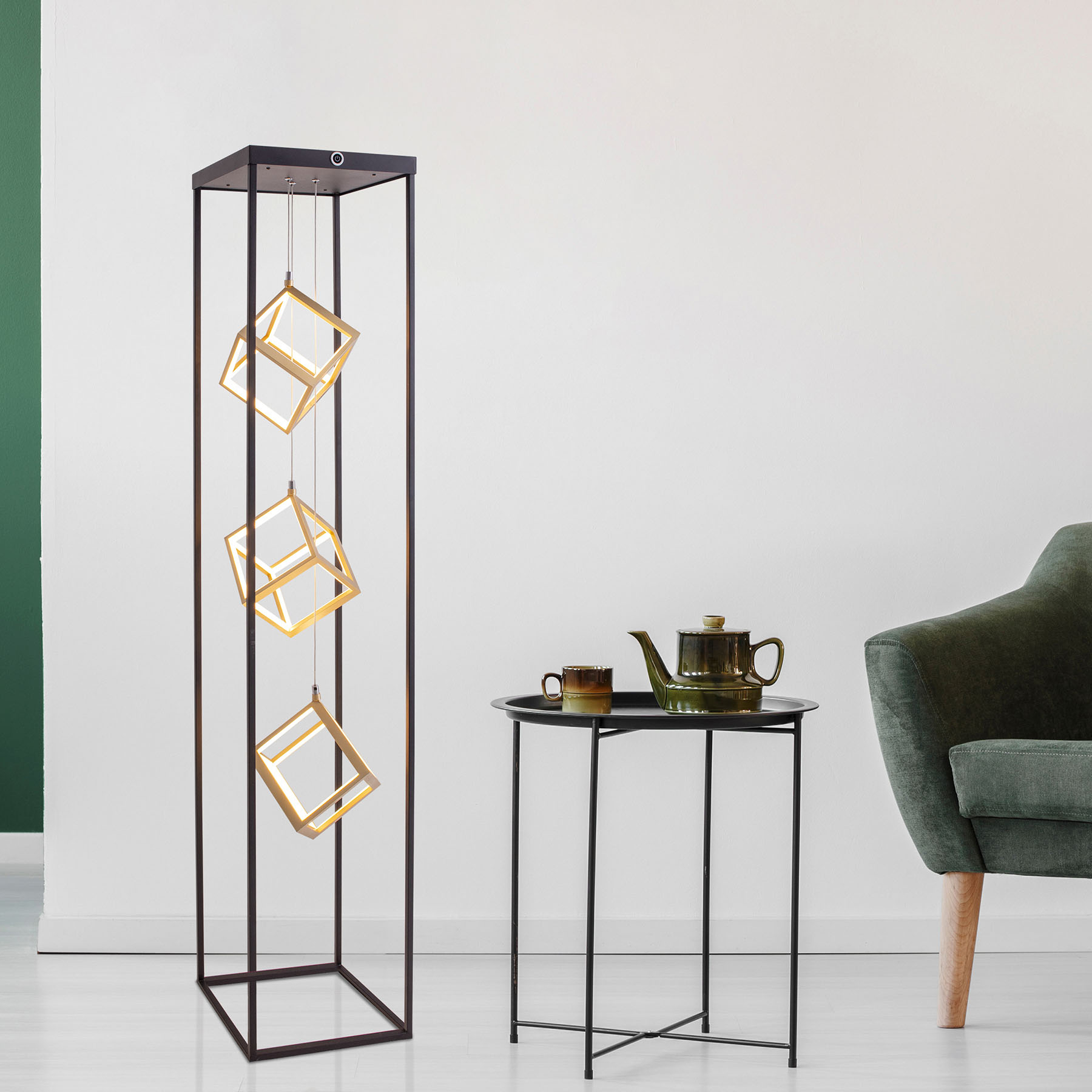 LED-golvlampa Tripoli dimbar i tre nivåer 3 lampor