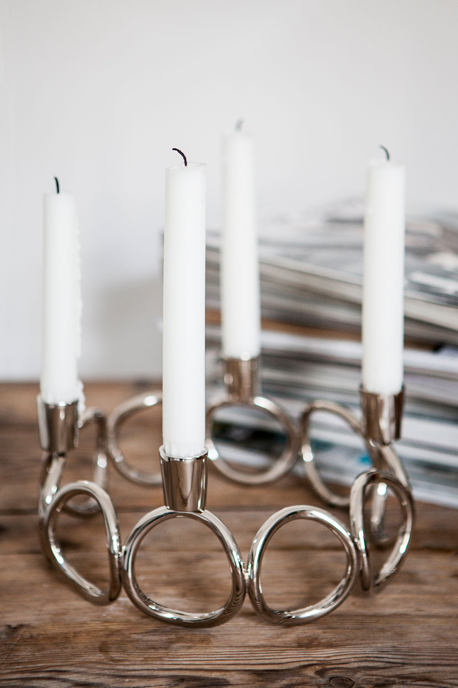 Adventsljusstake Katinka rund silverfärgad