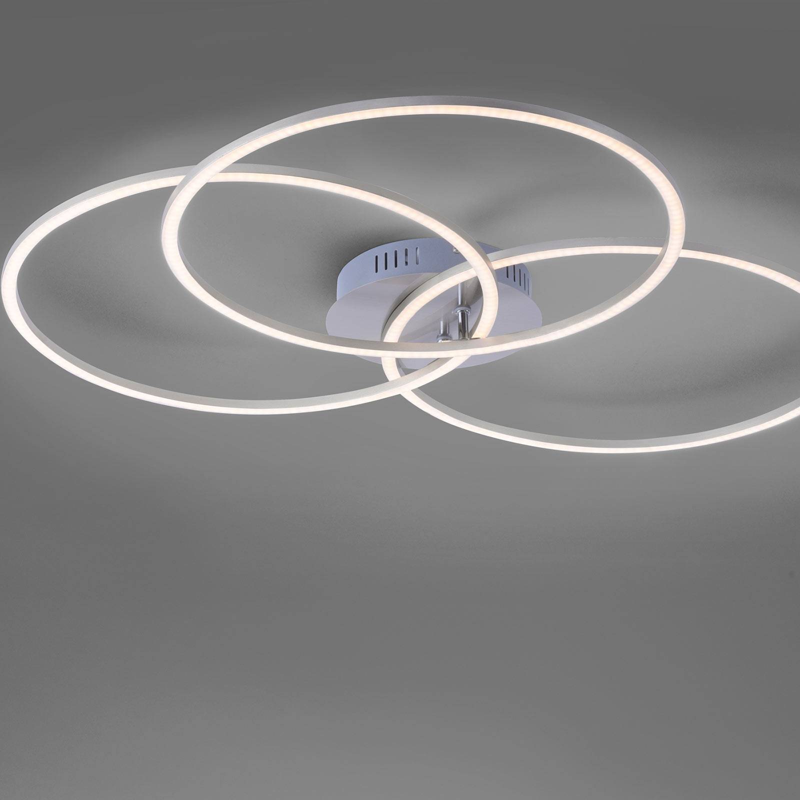 LED-taklampa Ivanka, tre ringar, av stål