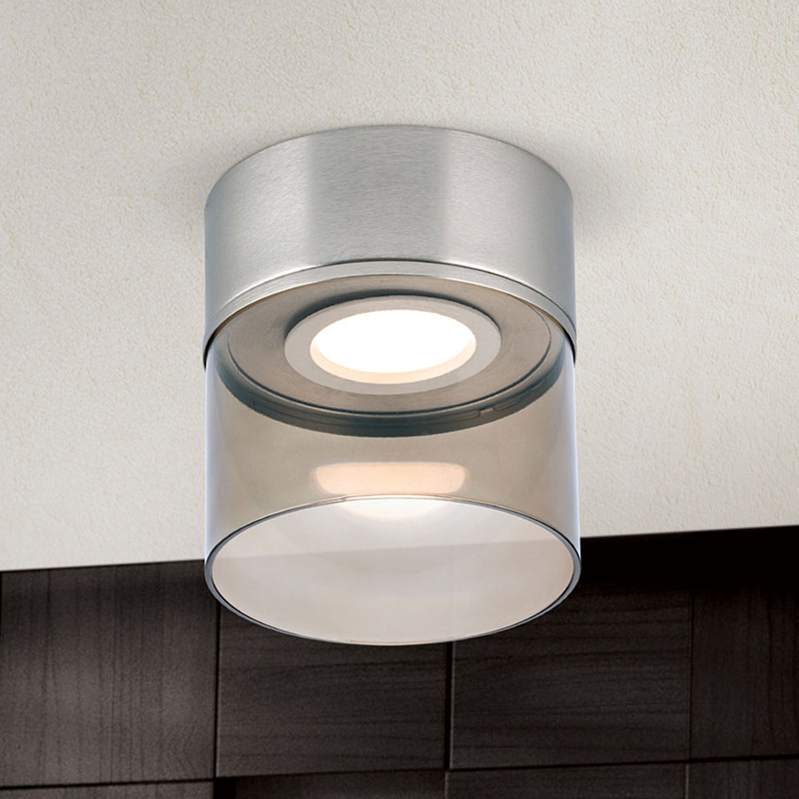 LED-taklampa Francis matt nickel Ø 15 cm