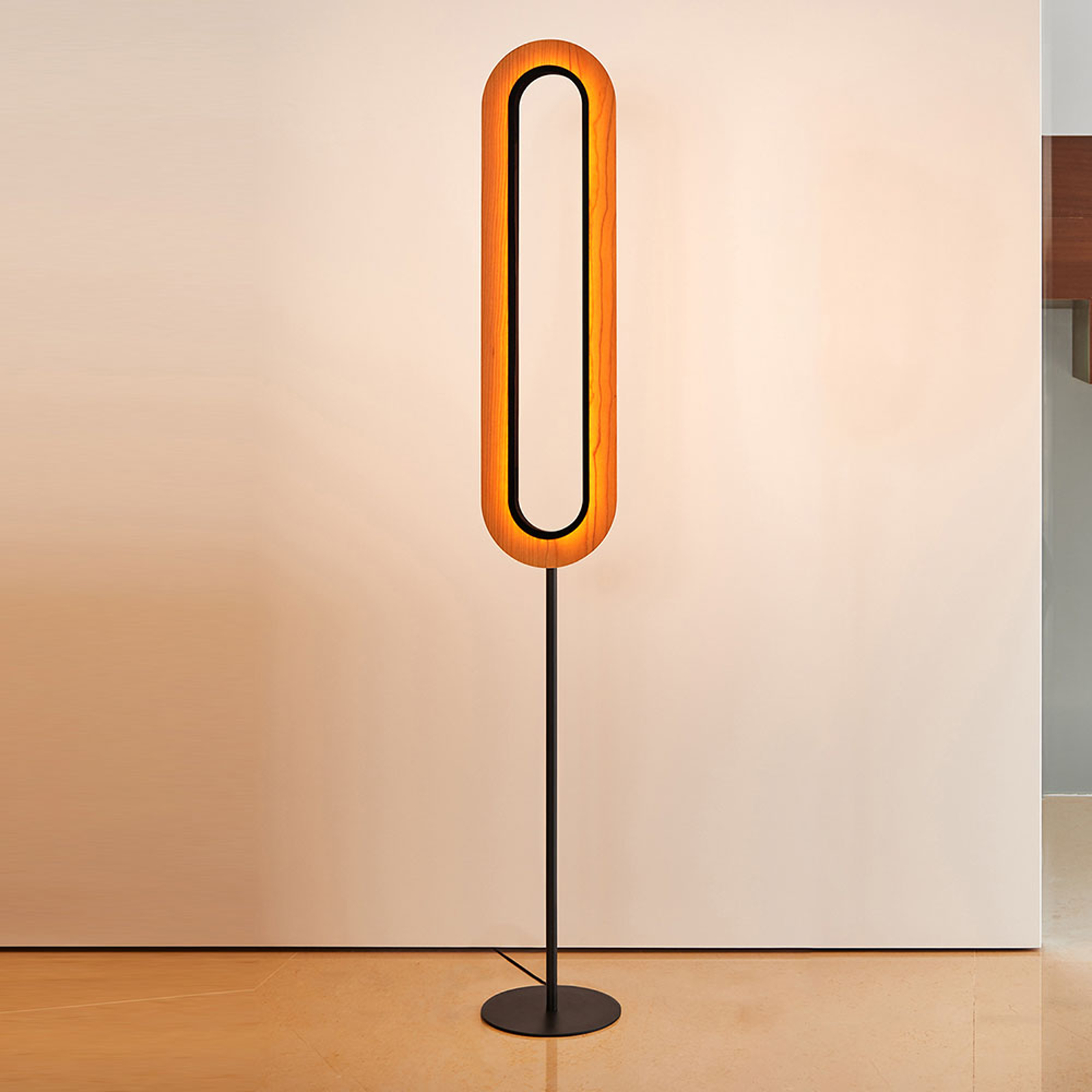LZF Lens Super Oval golvlampa svart/körsbär 77 cm