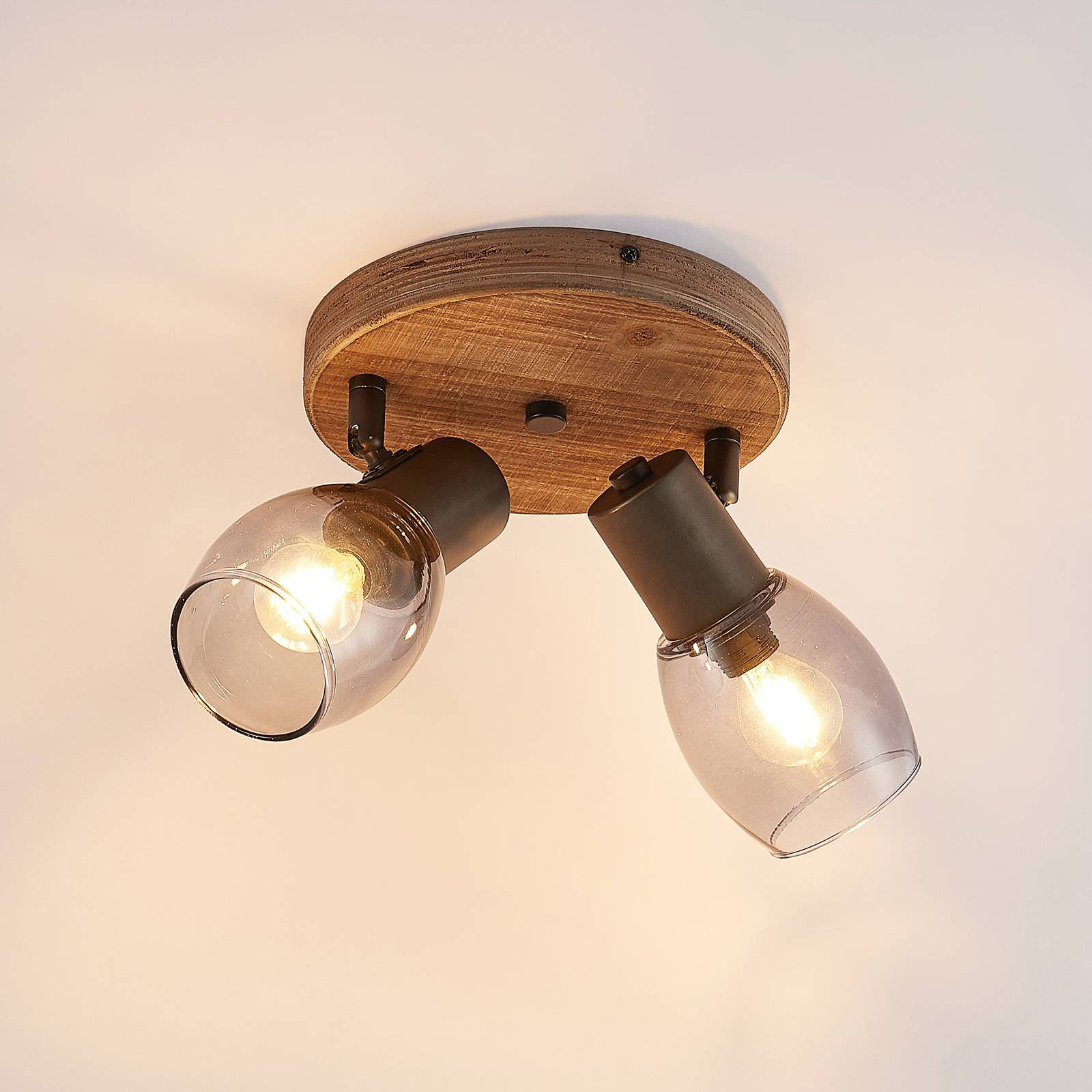 Lindby Ineska takspotlight, 2 lampor, rund