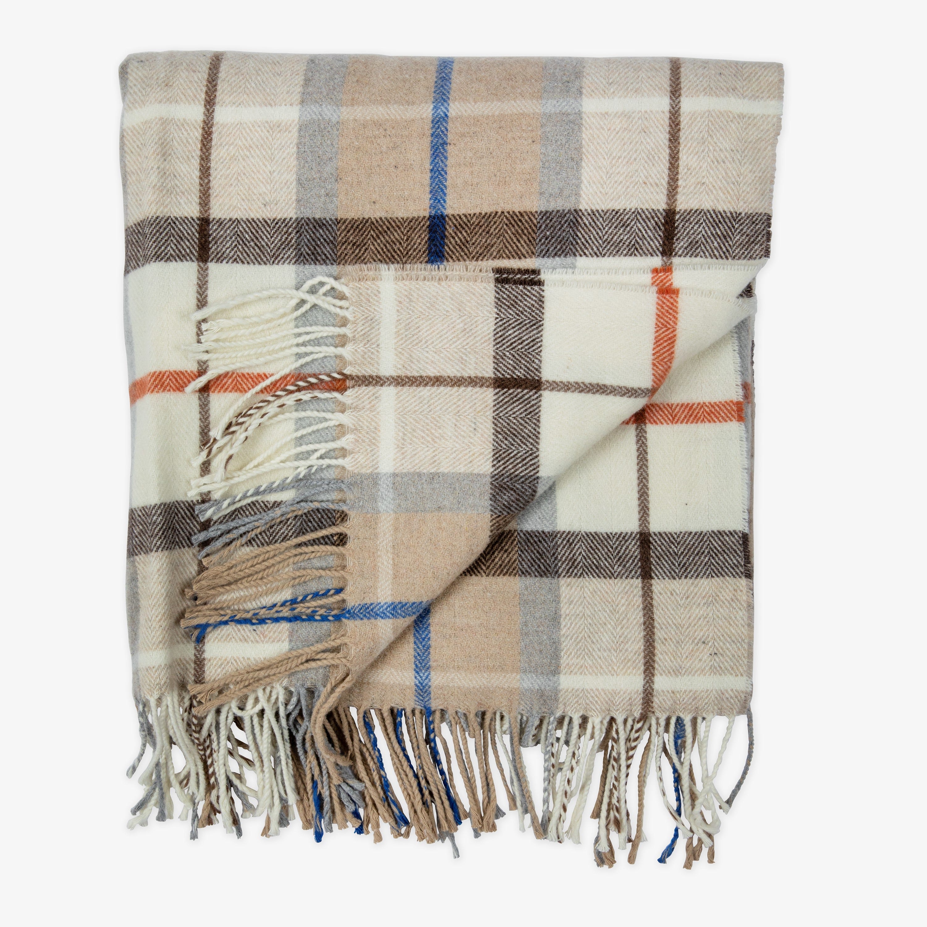 Pläd Ullmix Ruta Beige Indigo