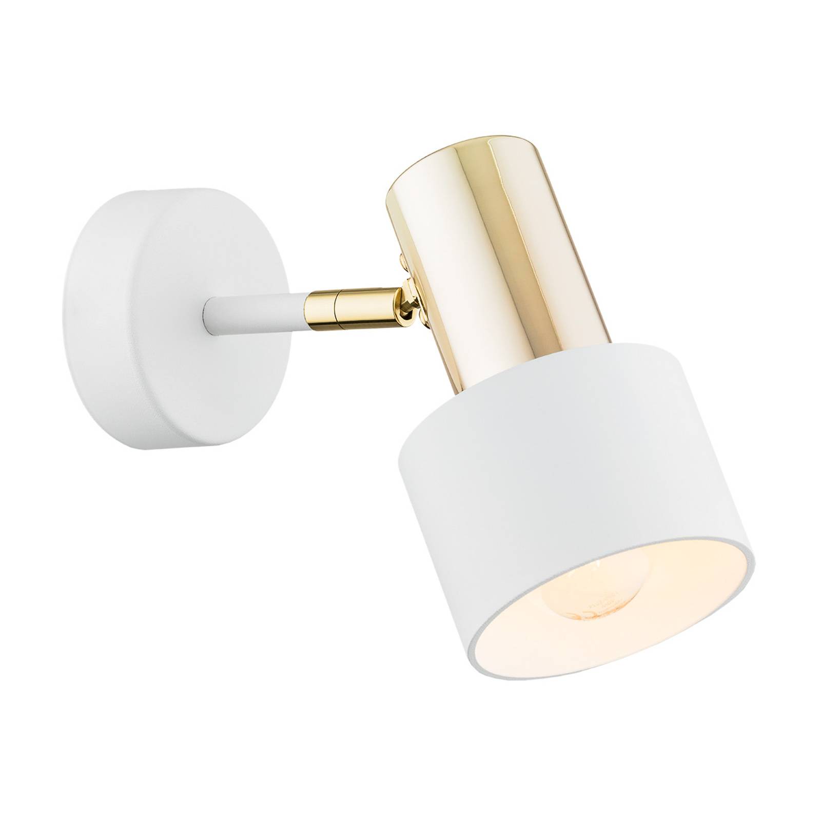 Spotlight till vägg Destin, 1 lampa, vit/mässing