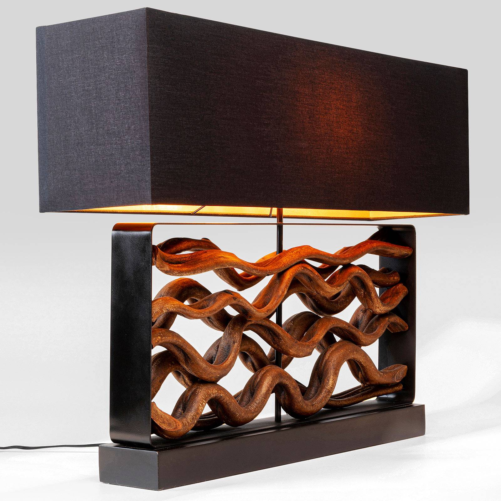 KARE Nature Wave bordslampa, trä och textil