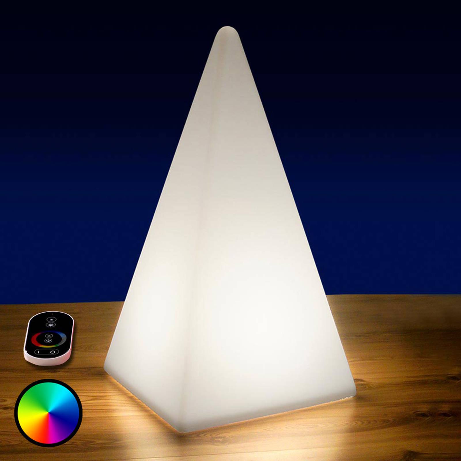 Batteridriven RGB-LED-pyramid, 54 cm