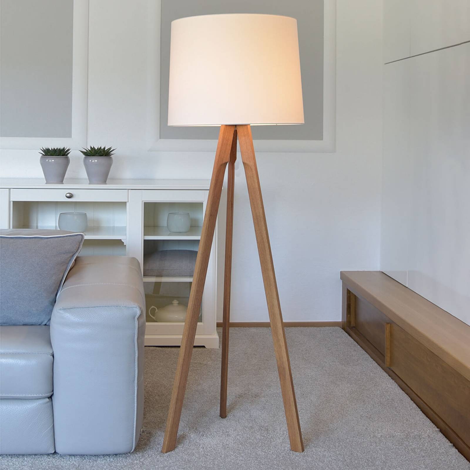 HerzBlut Tre golvlampa skärm vit, oljad ek