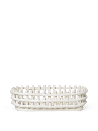 Ceramic Basket Korg Oval Off-White