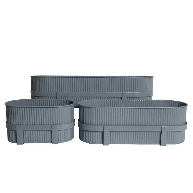 Blomlåda i plåt 3-pack, grå