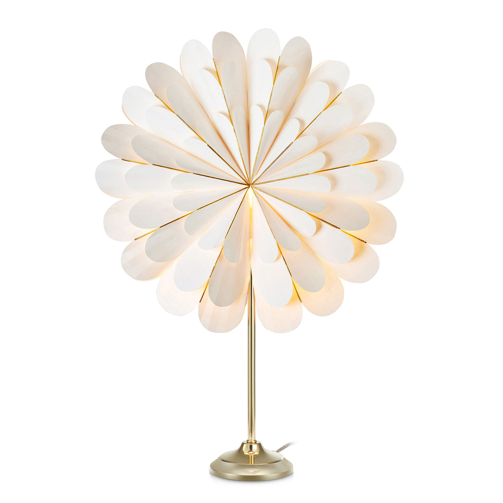 Dekostjärna Marigold som bordslampa, vit/mässing
