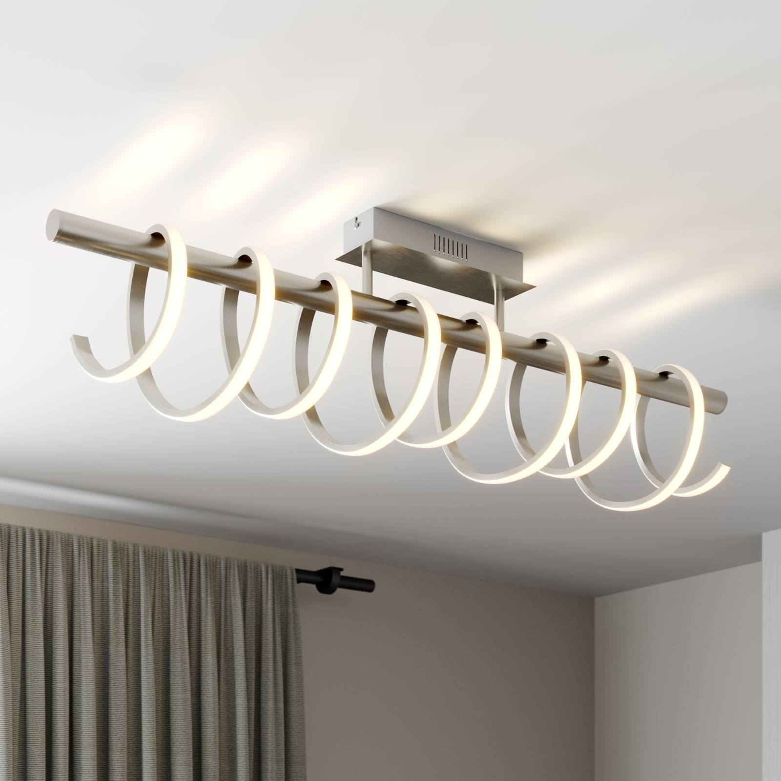 Lucande Milora LED-taklampa 100 cm nickel