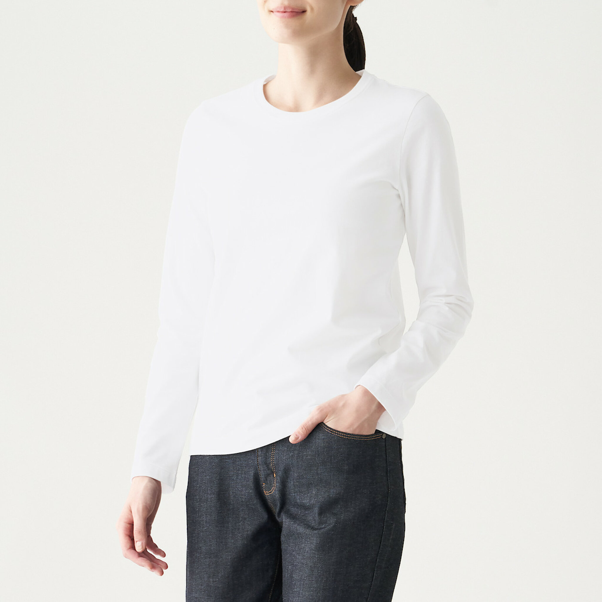 Långärmad T-shirt I Indisk Bomull – Crew Neck