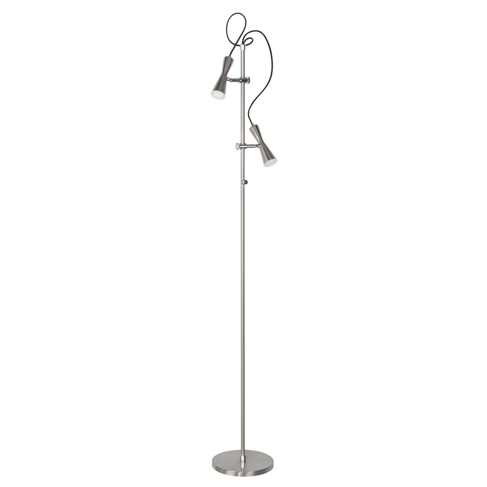 Cool LED-golvlampa Move, 2 lampor, nickel