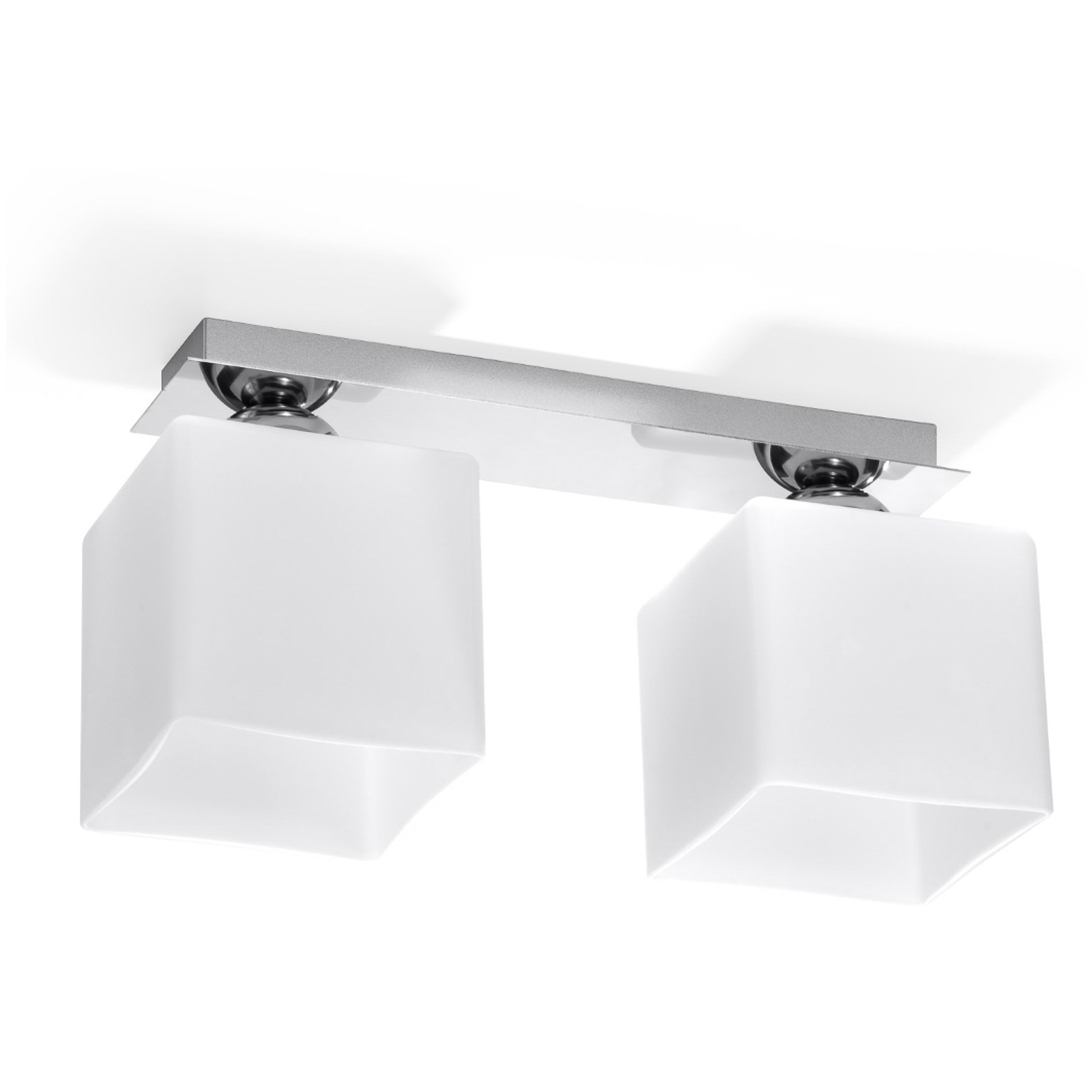 Taklampa Block, opal/krom, 2 lampor